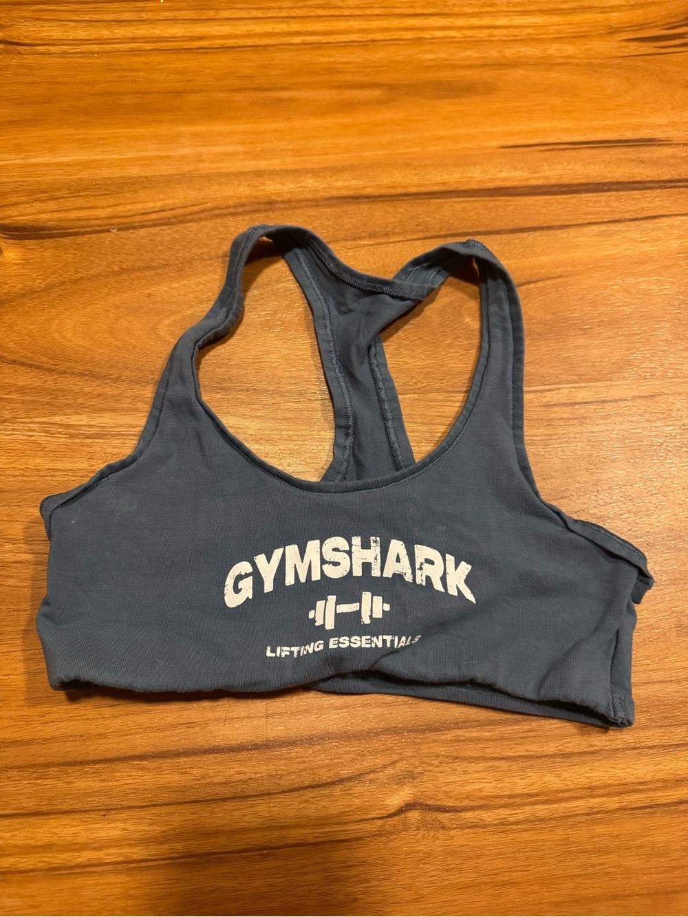 Gymshark Navy Blue Racerback Sports Bra with White Logo